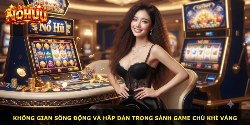 Không gian sống động và hấp dẫn trong sảnh game Chú Khỉ Vàng